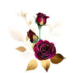 Dark pink and black rose with golden leaves