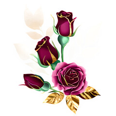 Pink rose with gold details