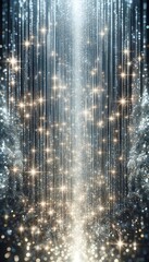Silver sparkles and golden glitter in abstract vertical gradient