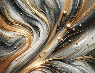 Gold and silver marble texture top view