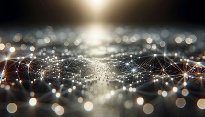 Abstract network concept in silver on black background