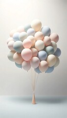 Pastel baloons on white background