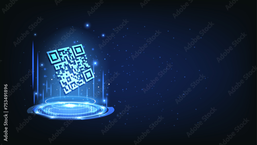 Poster qr code futuristic banner. qr code verification banner. verification concept for online shopping, sh