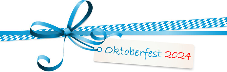 blue and white ribbon bow with text Oktoberfest 2024 - 753492297