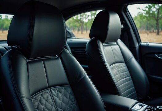 A close-up photo capturing the comfort and details of car seats inside a vehicle by ai generated