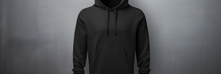 Blank Invisible Mannequin with Black Hoodie Design Mock Up Template for Fashion Print