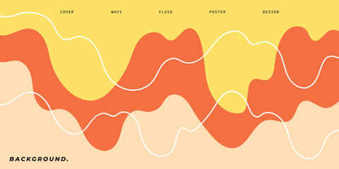 Abstract wavy layer and lines background. Fluid orange backdrop with flat colors for poster, landing page, banner, presentation, or catalog.
