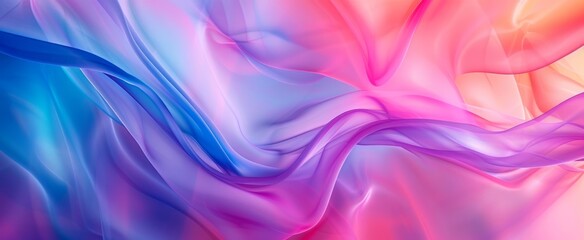Obraz premium Vibrant Dance of Colors: A Mesmerizing Intersection of Blue, Pink, and Purple Silk Textures in Abstract Flow - Perfect for Backgrounds and Design Inspiration