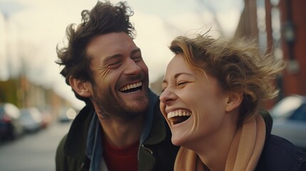 Laughing couple in the park