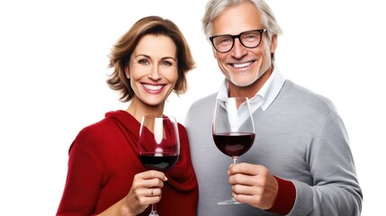 A Couple Enjoying Wine Together - obrazy, fototapety, plakaty