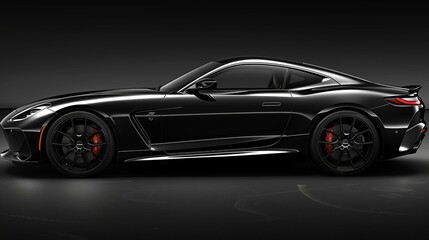 Obraz premium Black Sports Car with Red Accents