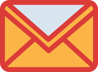 Email icon, vector yellow and red envelope icon. Simple printable envelope icon image, web isolated on white background. Envelope icon for applications. Envelope vector graphic design element. clipart