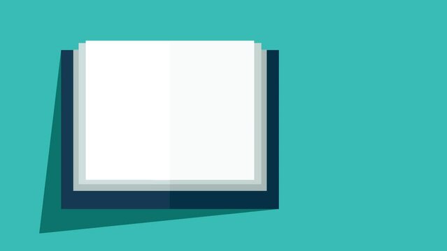 Leaf through a tome. Minimalist animated illustration of an book opening with blank pages