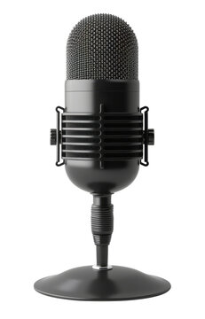 Black retro microphone isolated on white background