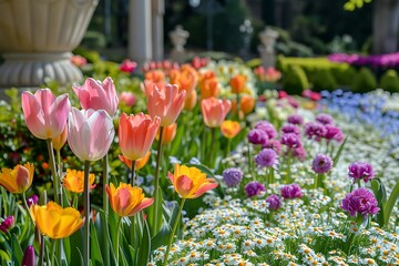 Lush Spring Garden: Thriving Easter Blossoms Amidst Springtime Bloom