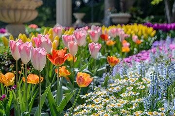 Lush Spring Garden: Thriving Easter Blossoms Amidst Springtime Bloom