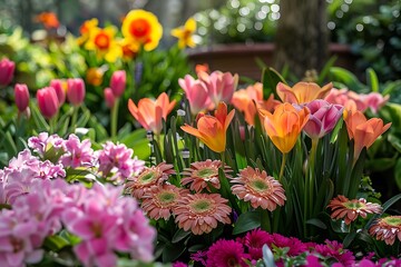 Lush Spring Garden: Thriving Easter Blossoms Amidst Springtime Bloom