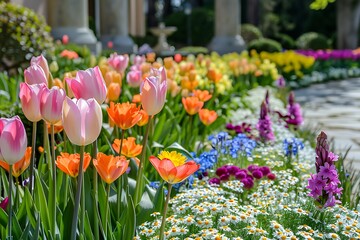 Lush Spring Garden: Thriving Easter Blossoms Amidst Springtime Bloom