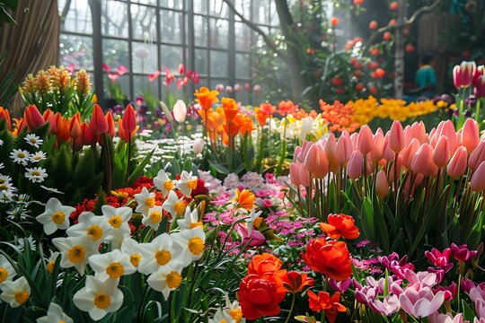 Lush Spring Garden: Thriving Easter Blossoms Amidst Springtime Bloom