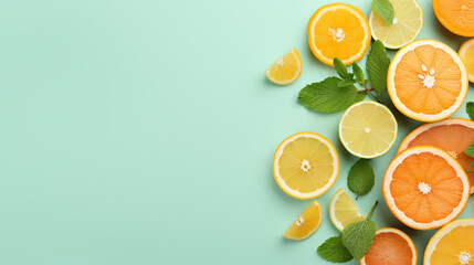Citrus slices and mint herbs