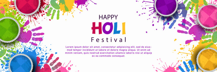 happy holi festival for banner, background with colorful illustration. vector illustration. EPS 10 - obrazy, fototapety, plakaty