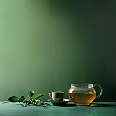 Korean medicine tea with dark green background