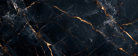 Elegant Black Marble Texture with Intricate Golden Veins for Luxury Design Backgrounds - High-Resolution Stone Surface for Opulent Aesthetic Creations