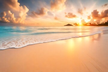 Fototapeta na wymiar sunset on the beach generated by AI technology