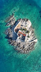 Aerial view of Mirista, Lustica, Montenegro