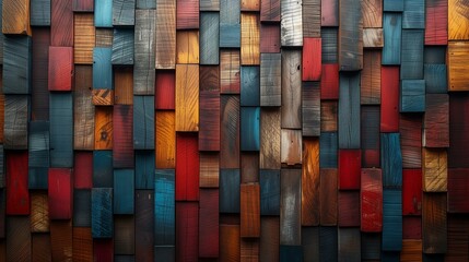 Multicolored Wooden Wall Art Texture Background