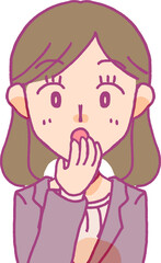 口をおさえて驚く女性のイラスト