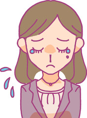 泣いている女性のイラスト
