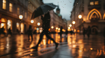 rain in the city - obrazy, fototapety, plakaty