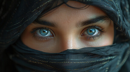 Portrait photo of a beautiful woman in a burqa