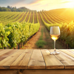 Wooden Table Glass Wine