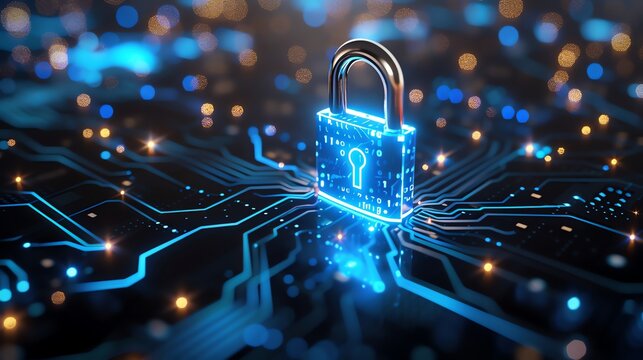 cyber security padlock symbolizes the protection and safeguarding of digital assets and information against unauthorized access, cyber threats, and malicious activities