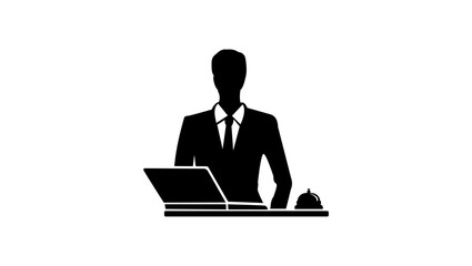 Concierge emblem , black isolated silhouette
