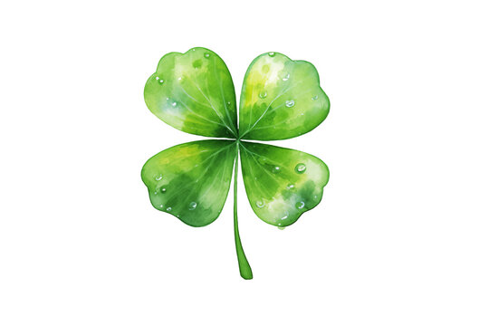 Green quatrefoil on a transparent background for greeting card, poster, holiday banner. Irish holiday St. Patrick's Day.
