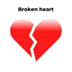 Broken heart. Two halves of the heart icon. High quality red gradient vector EPS 10 illustration. Can be used for any platform or purpose. Action promotion and advertising. Web, dev, ui, ux, gui.