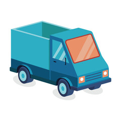 Small truck flat vector illustration on white background