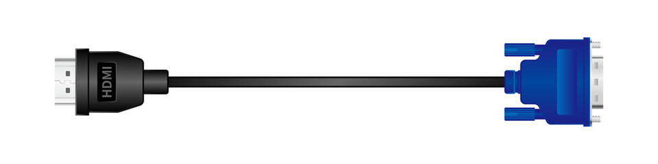 横向きの変換ケーブル_HDMI Type-A_オス_Analog RGB(VGA)/Mini D-sub15ピン_オス