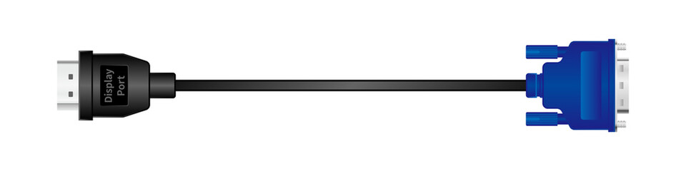 横向きの変換ケーブル_DisplayPort_オス_Analog RGB(VGA)/Mini D-sub15ピン_オス