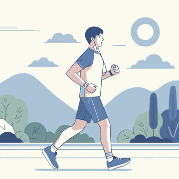 A dynamic vector graphic of a man jogging captures the spirit of an active lifestyle, inspiring health and vitality in your designs