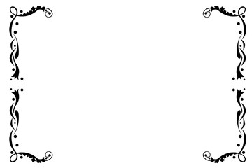 Border frame design concept of Black florals isolated on white background - vector illustration