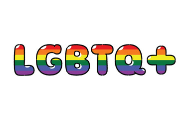 LGBTQ+, Pride Month, Rainbow Word Style.