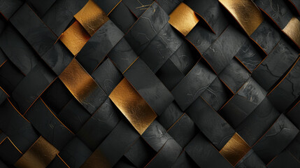 Chic geometric elegance. Black and gold textured luxury pattern