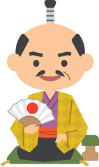 笑顔で座っているお殿様のイメージイラスト