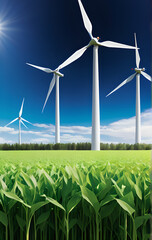 Renewable energy sources. Nuclear power plant and solar and wind energy.