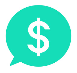 シンプルな緑色のドルマークと吹き出し