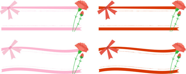 母の日に使えるカーネーションとリボンのベクターフレーム素材